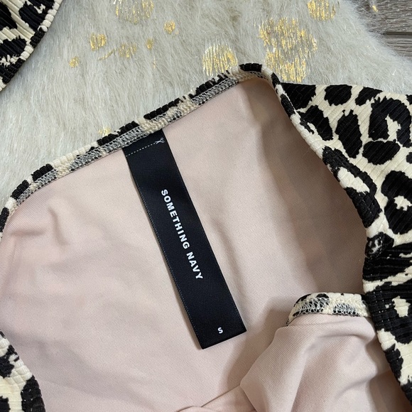 something navy Classic Ribbed Bandeau Brown Ganache Leopard bikini set - Picture 4 of 5